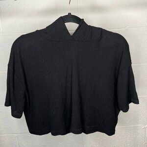 Forever 21 Black Hooded Crop Top - Size: S